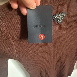 Prada Chocolate Ribbed Knitwear